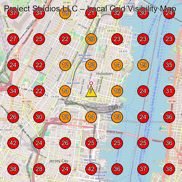 Project Studios LLC GeoGrid visibility map for Art School in Jersey City